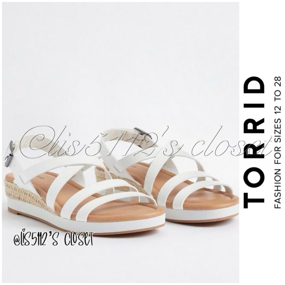 Torrid White Strappy Espadrille Sport Wedge 8.5 Wide Width 8.5 WW